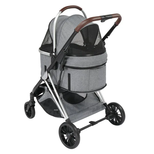 2-in-1 Pet Stroller for Comfortable, Stylish, and Safe Outings, Gray