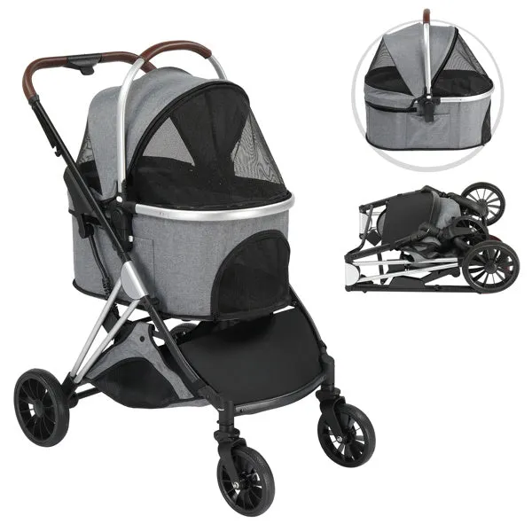 2-in-1 Pet Stroller for Comfortable, Stylish, and Safe Outings, Gray