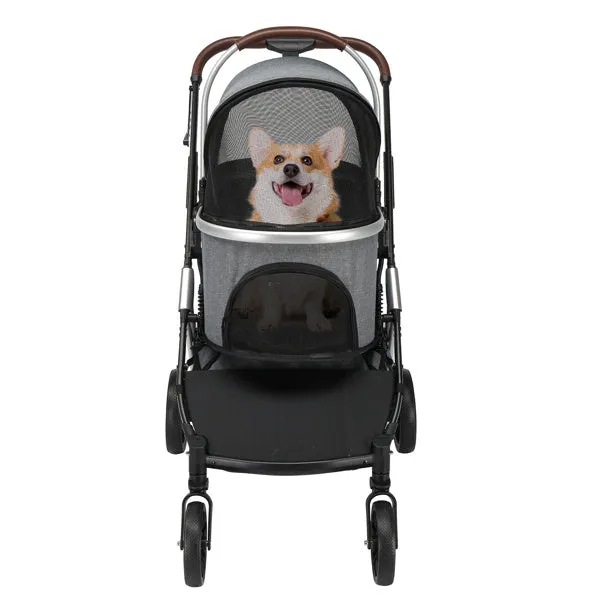 2-in-1 Pet Stroller for Comfortable, Stylish, and Safe Outings, Gray