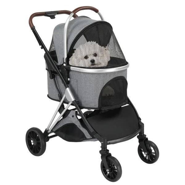 2-in-1 Pet Stroller for Comfortable, Stylish, and Safe Outings, Gray