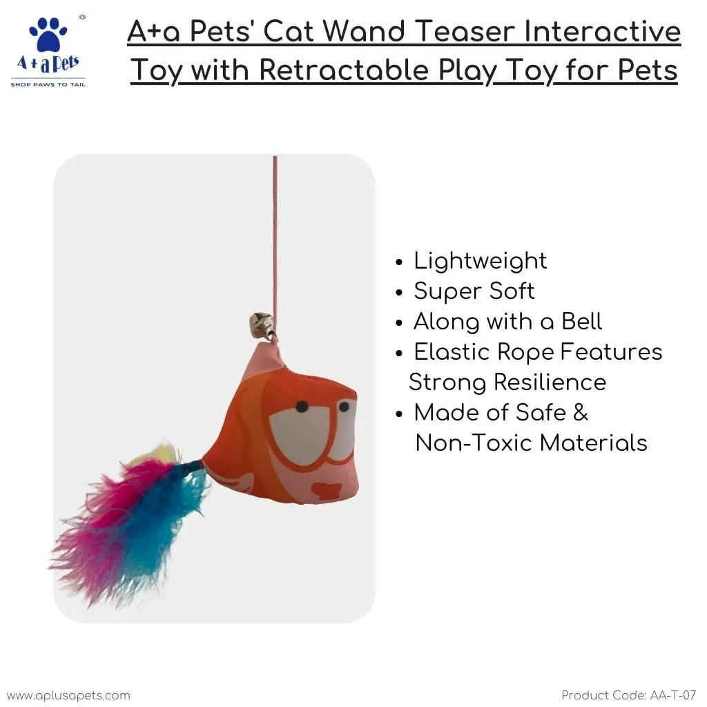 A a Pets' Cat Wand Nemo Teaser Interactive Toy with retractable attached  Fish (Orange)