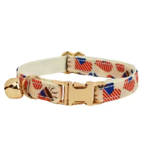 AnyWags Cat Collar Flag Heart Small with Safety Buckle, Bell, and Durable Strap Stylish and Comfortable Pet Accessory