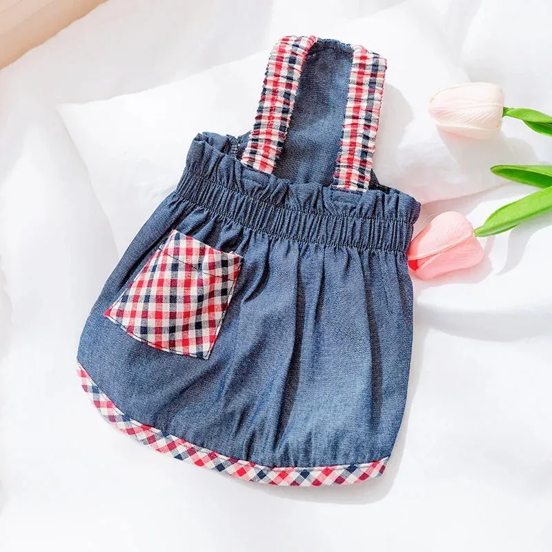 Autumn Pet Dog Clothes for Small Dogs | Fashion Dog Denim Dress | Cute Puppy Skirt | Warm Soft Cat Suspender Skirt | Chihuahua Clothes