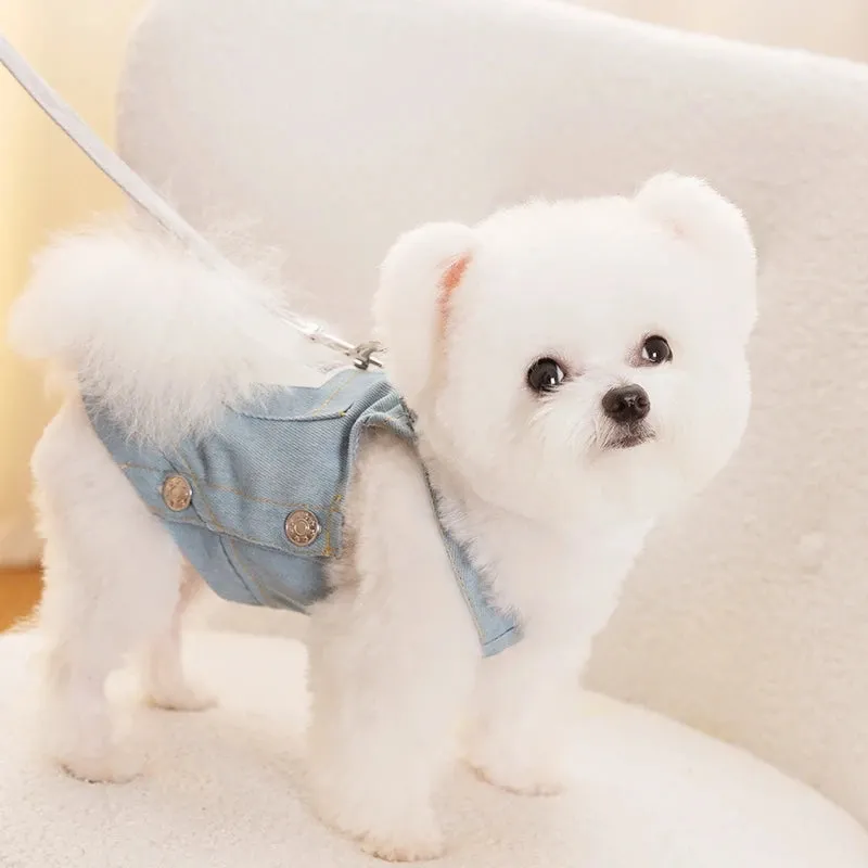 Autumn Pet Dog Clothes for Small Dogs | Fashion Dog Denim Dress | Cute Puppy Skirt | Warm Soft Cat Suspender Skirt | Chihuahua Clothes