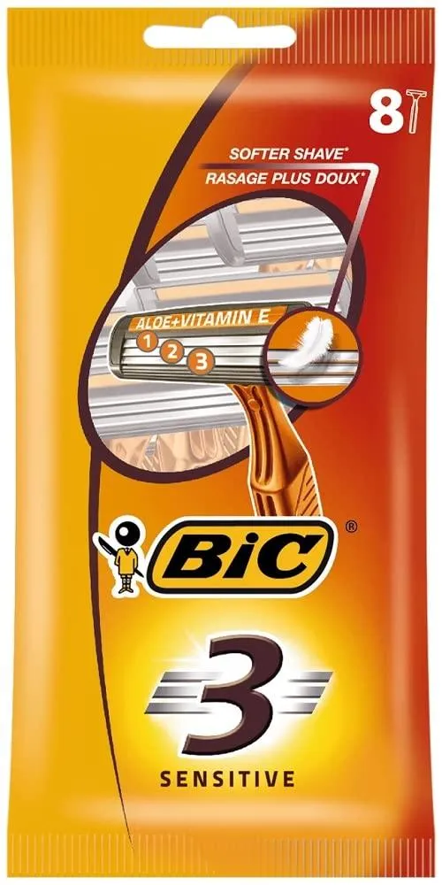 BiC 3 Sensitive Triple Blade Disposable Razor - 8 Pack