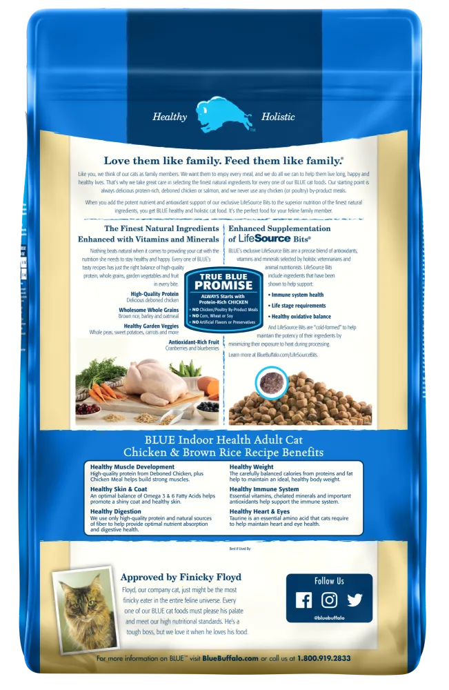 Blue Buffalo Indoor Health Natural Chicken & Brown Rice Adult Dry Cat Food