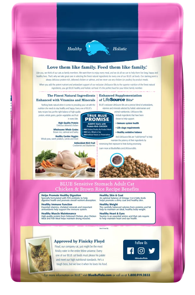 Blue Buffalo Sensitive Stomach Natural Chicken & Brown Rice Dry Cat Food