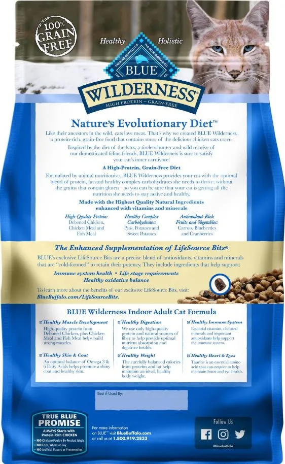 Blue Buffalo Wilderness Indoor Chicken Recipe Grain Free Dry Cat Food - 5 lbs.