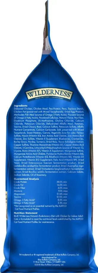 Blue Buffalo Wilderness Indoor Chicken Recipe Grain Free Dry Cat Food - 5 lbs.