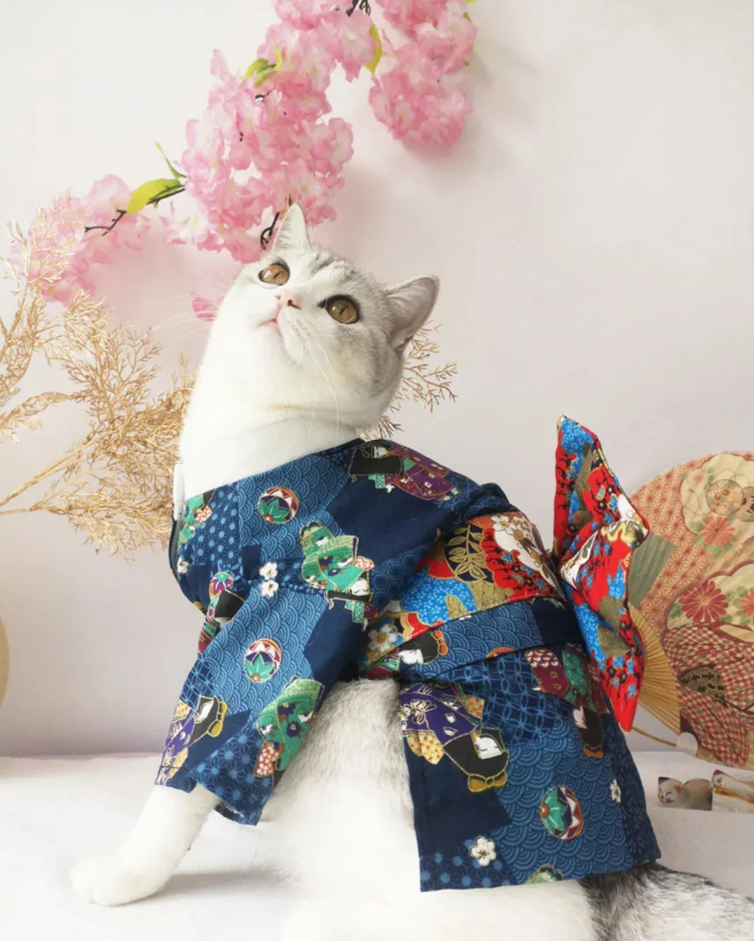 Comfortable Cotton Japanese Kimono for Dogs and Cats - Perfect for Autumn and Winter - Comfortable Cotton Japanese Kimono for Dogs, Cat and Dog Clothes, Autumn and Winter