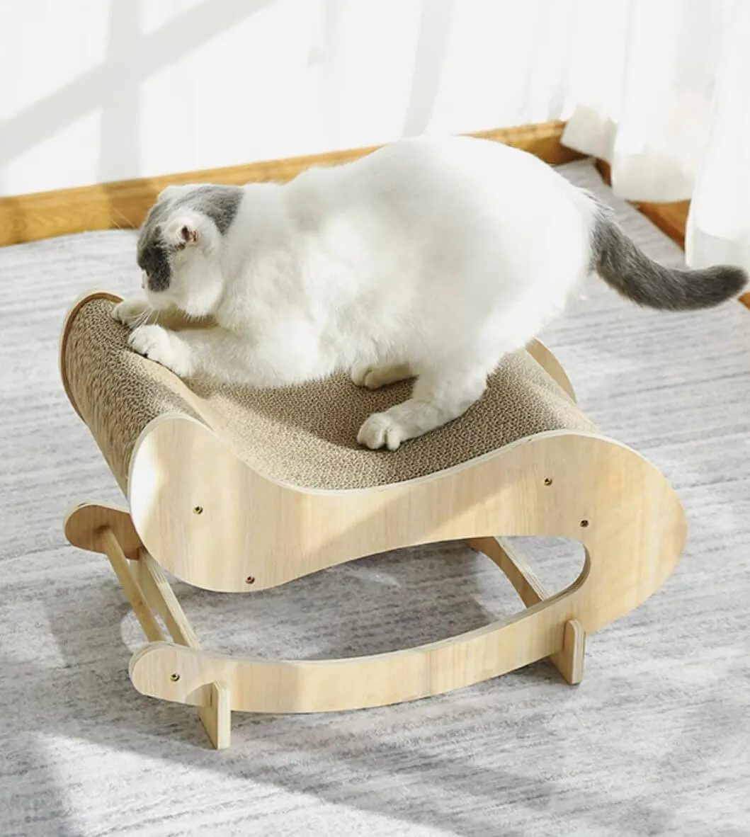 Corrugated Cardboard Cat Rocking Scratcher Lounge Scratching Pad