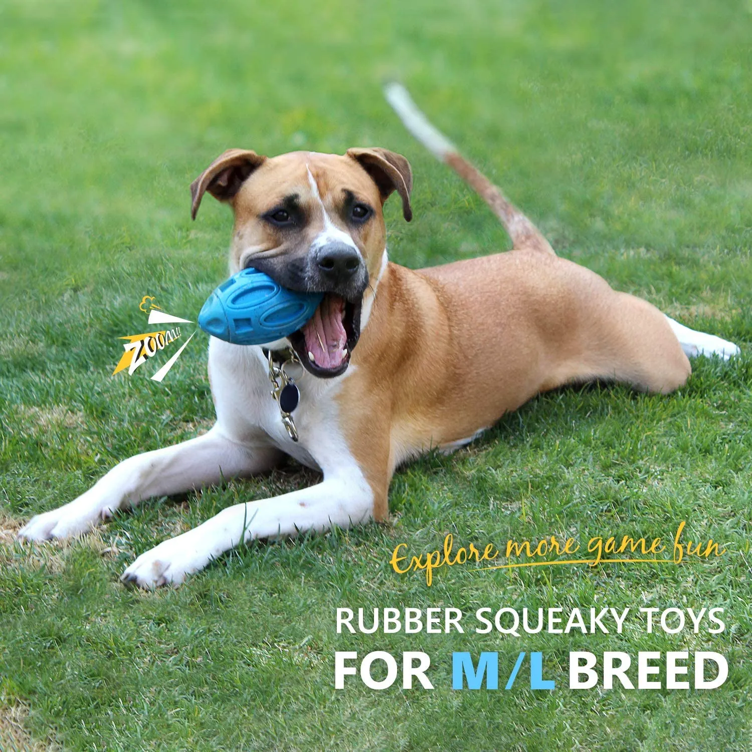 Durable Rubber Squeaky Rugby Dog Ball