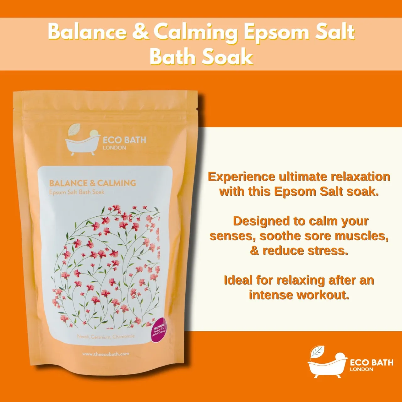 Eco Bath Balance and Calming Epsom Salt Bath Soak - Pouch | 500g & 1000g