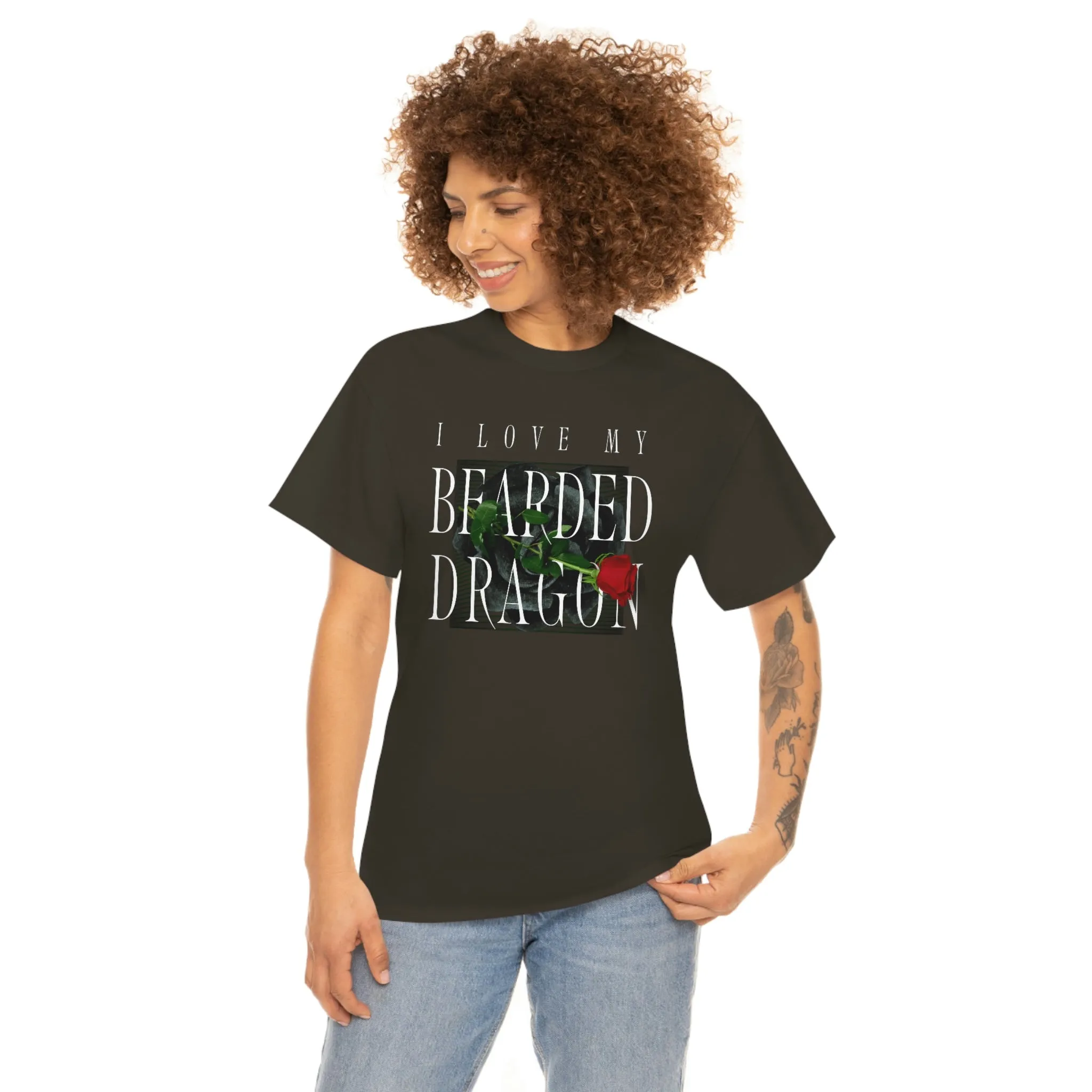 I Love My Bearded Dragon Rose Heavy Cotton T-Shirt