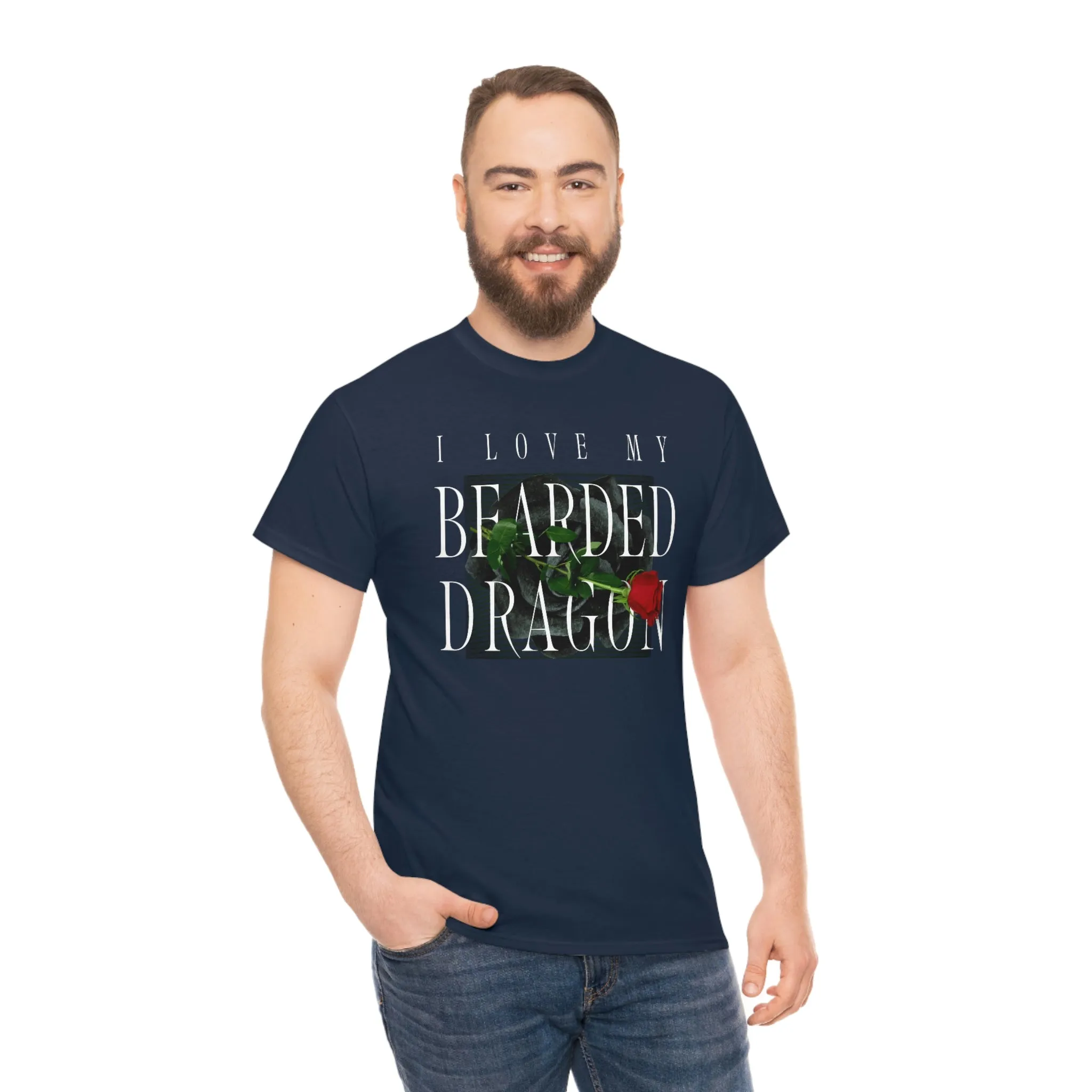 I Love My Bearded Dragon Rose Heavy Cotton T-Shirt