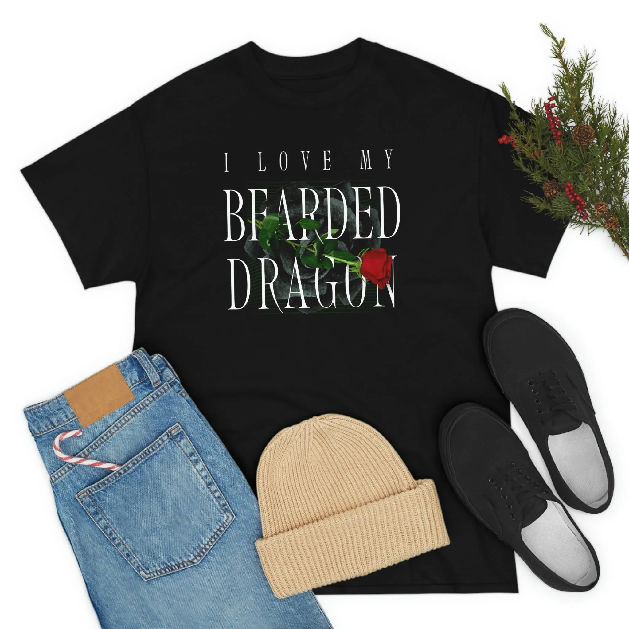 I Love My Bearded Dragon Rose Heavy Cotton T-Shirt