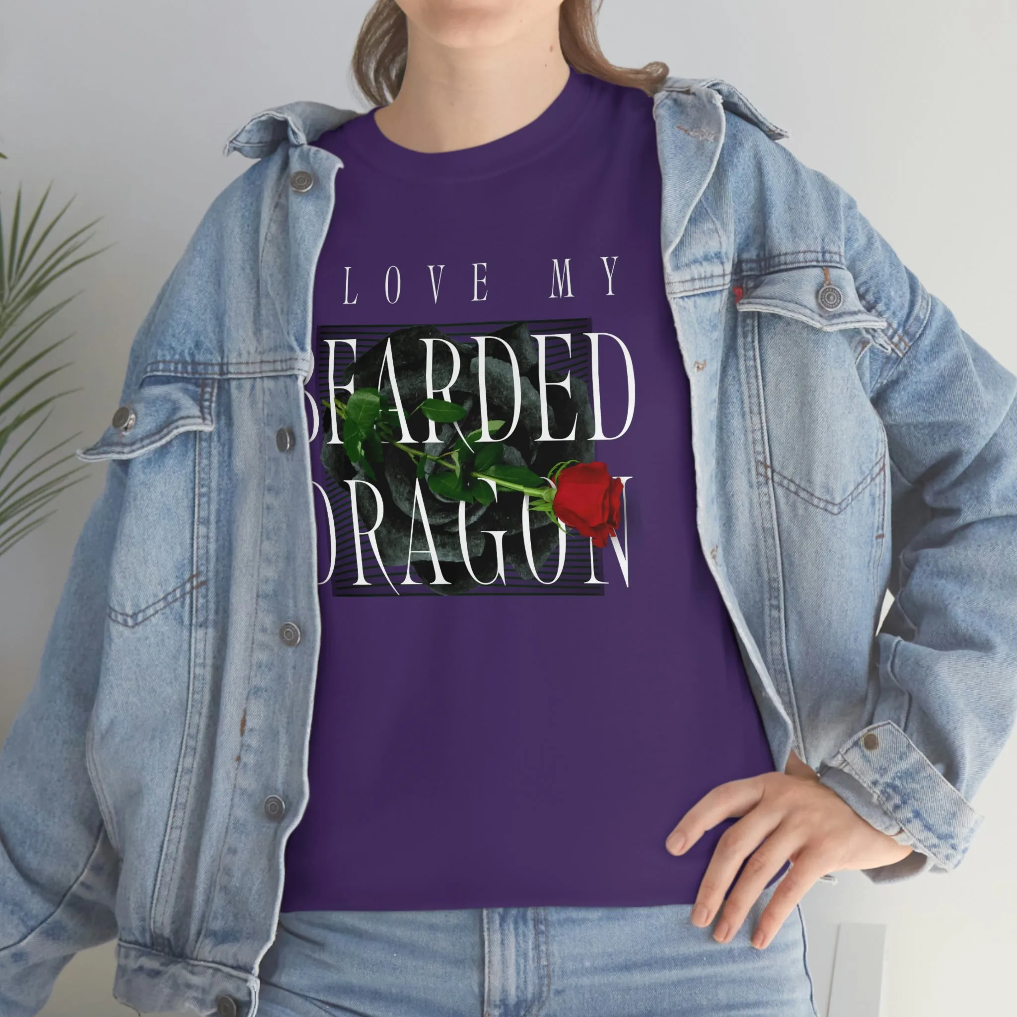 I Love My Bearded Dragon Rose Heavy Cotton T-Shirt