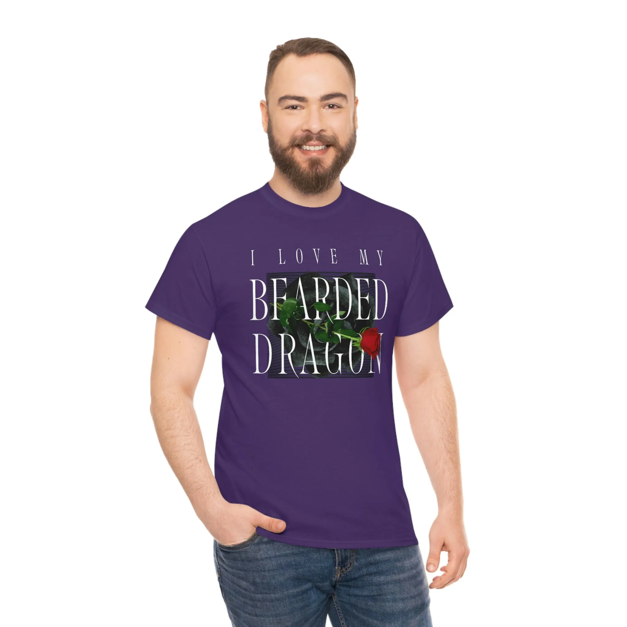 I Love My Bearded Dragon Rose Heavy Cotton T-Shirt