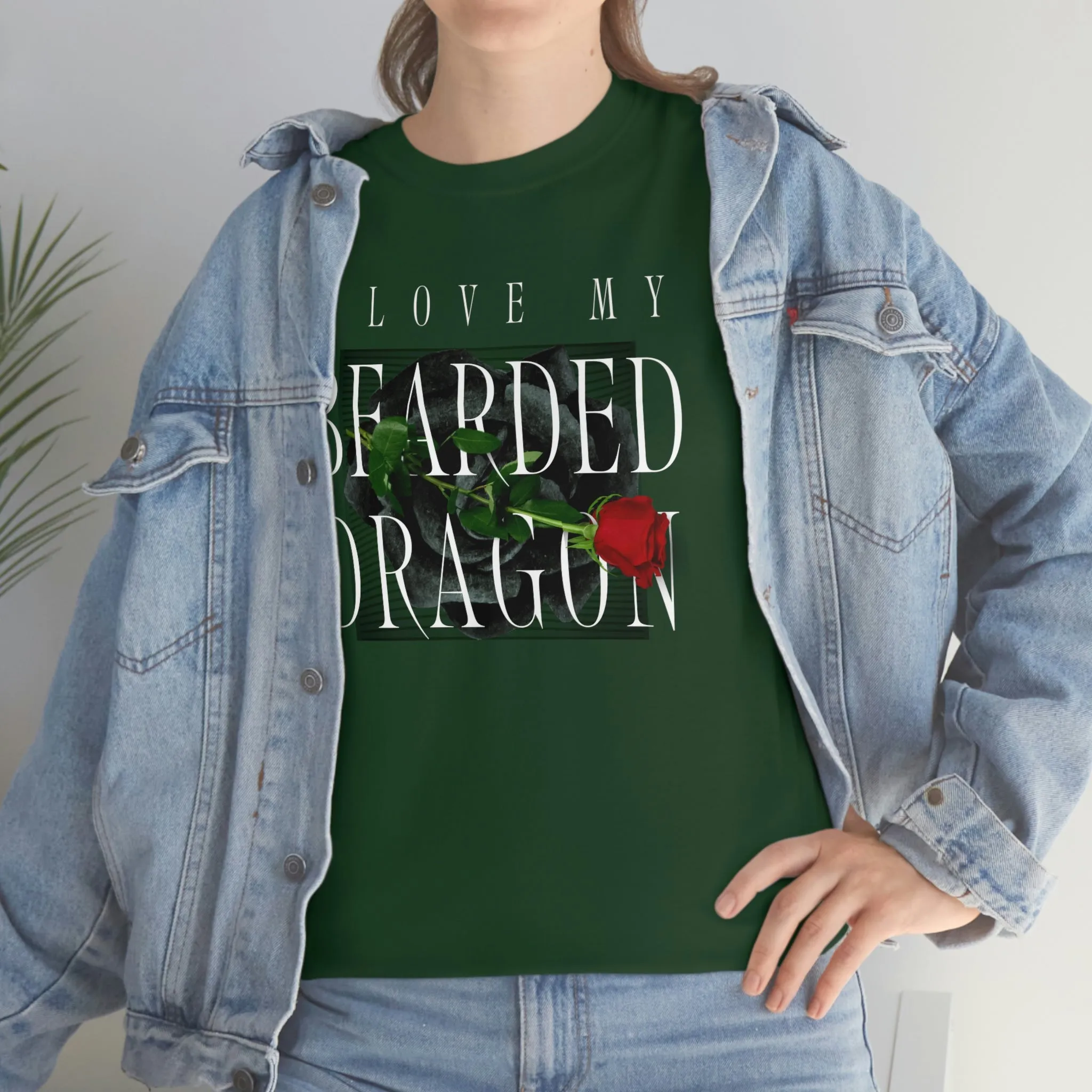 I Love My Bearded Dragon Rose Heavy Cotton T-Shirt