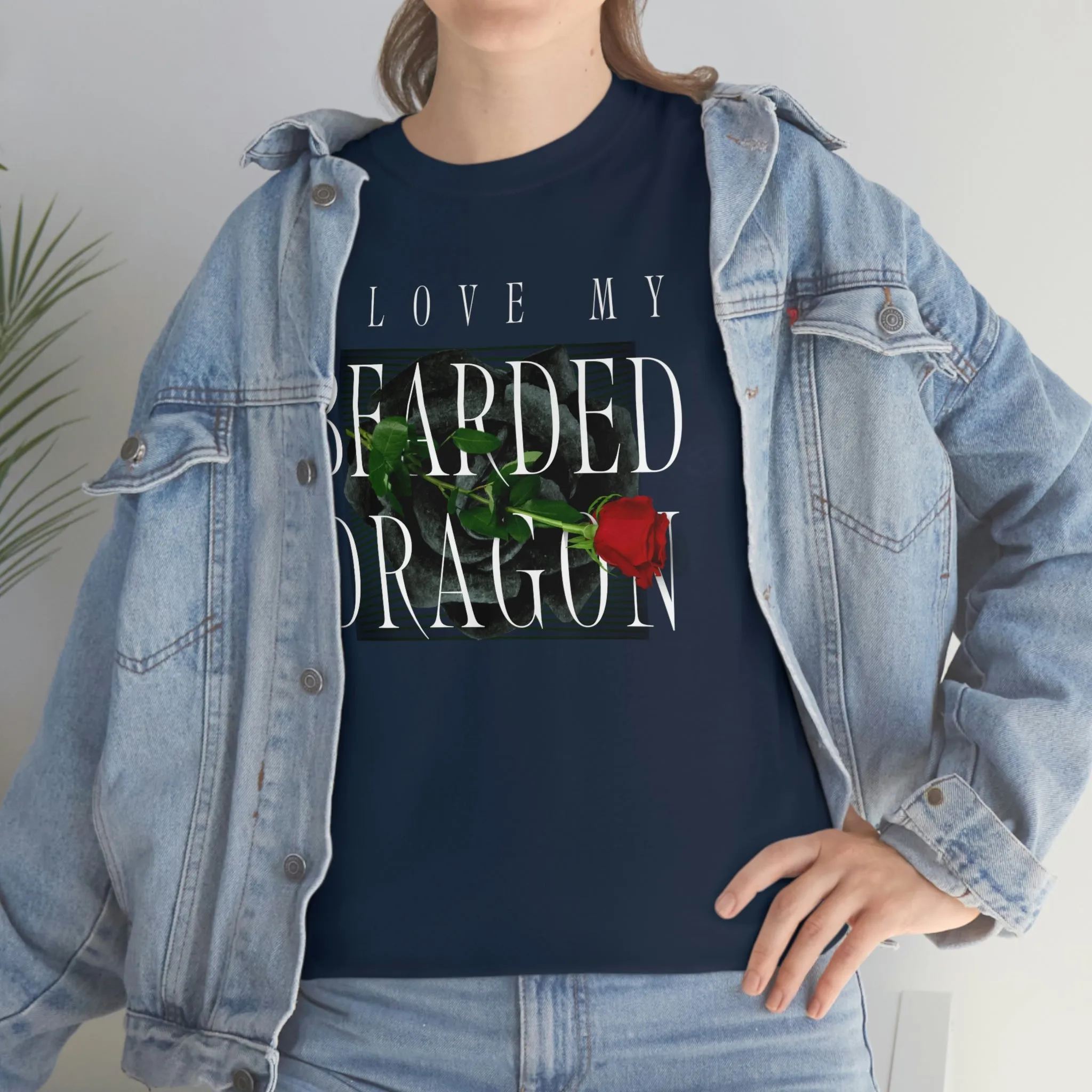 I Love My Bearded Dragon Rose Heavy Cotton T-Shirt