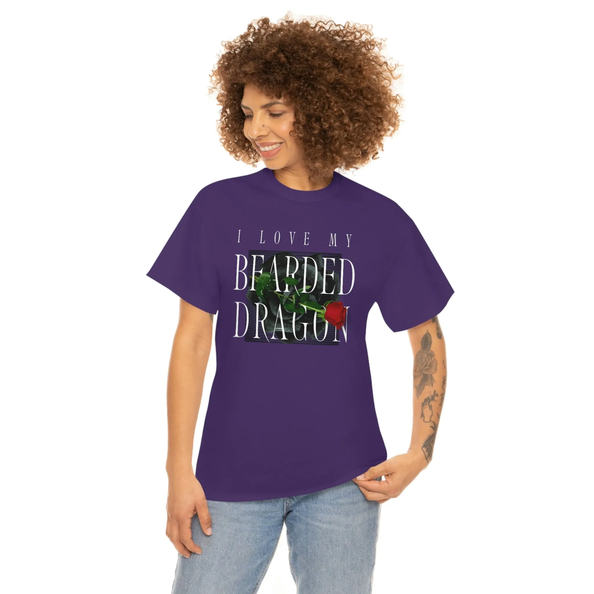 I Love My Bearded Dragon Rose Heavy Cotton T-Shirt