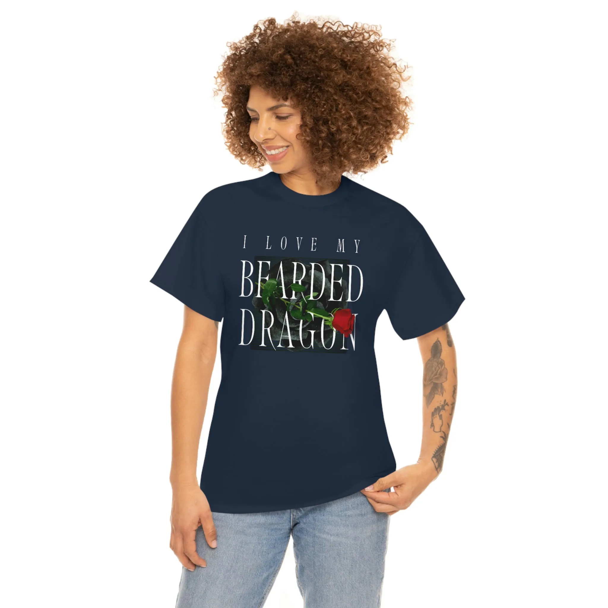 I Love My Bearded Dragon Rose Heavy Cotton T-Shirt