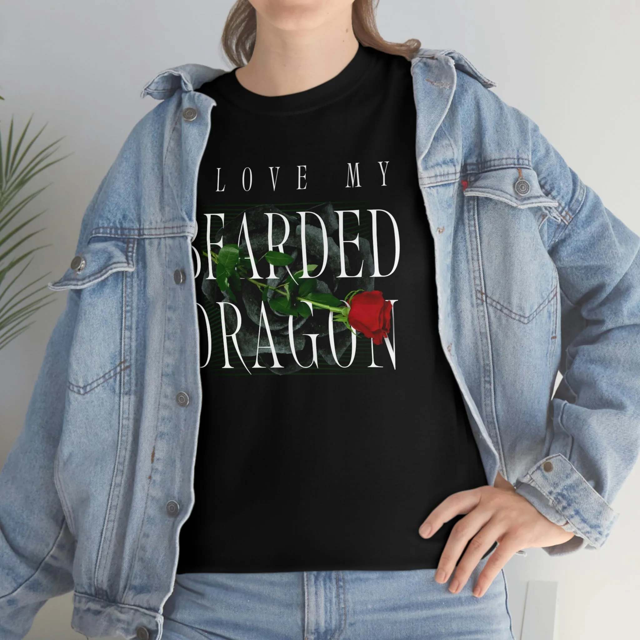 I Love My Bearded Dragon Rose Heavy Cotton T-Shirt