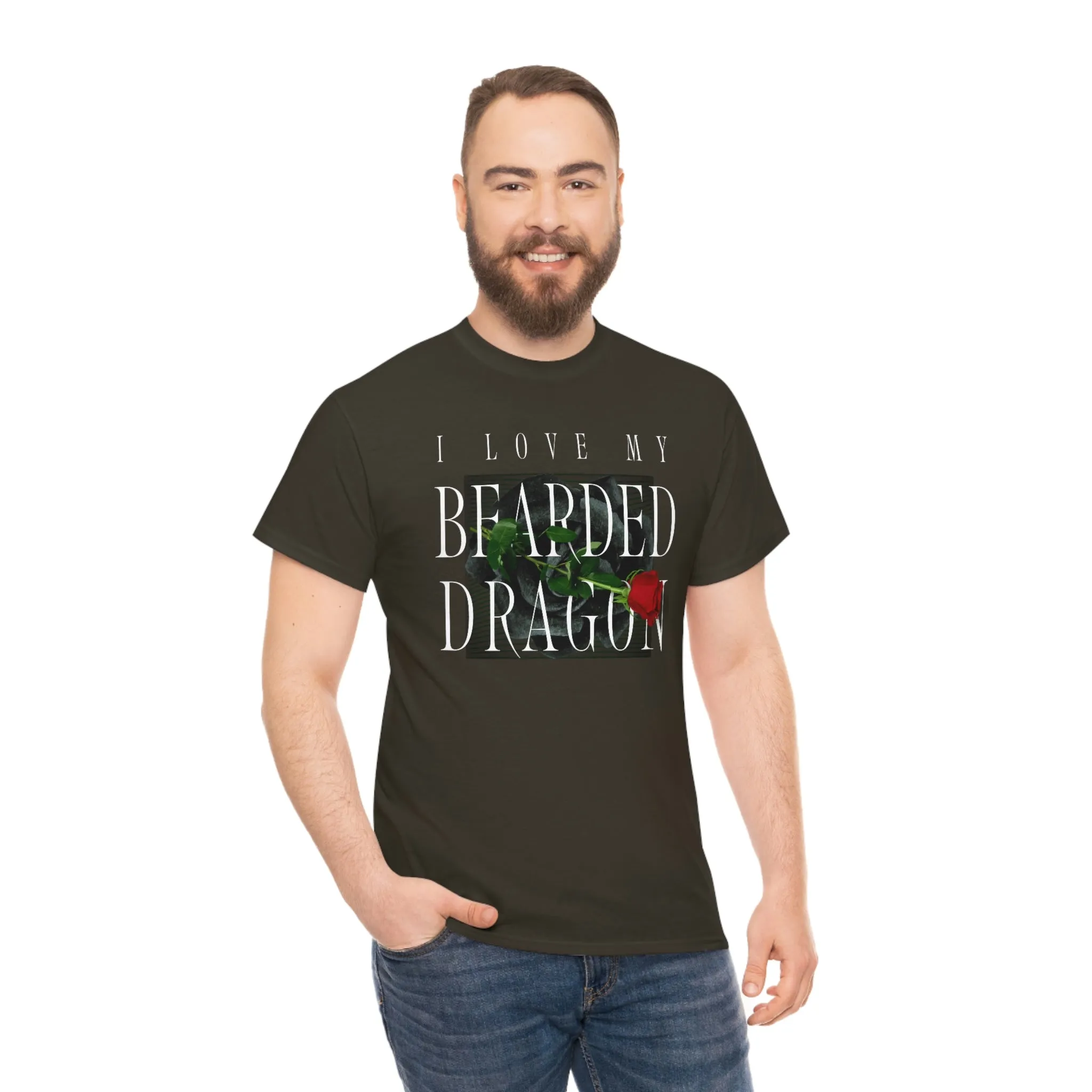 I Love My Bearded Dragon Rose Heavy Cotton T-Shirt