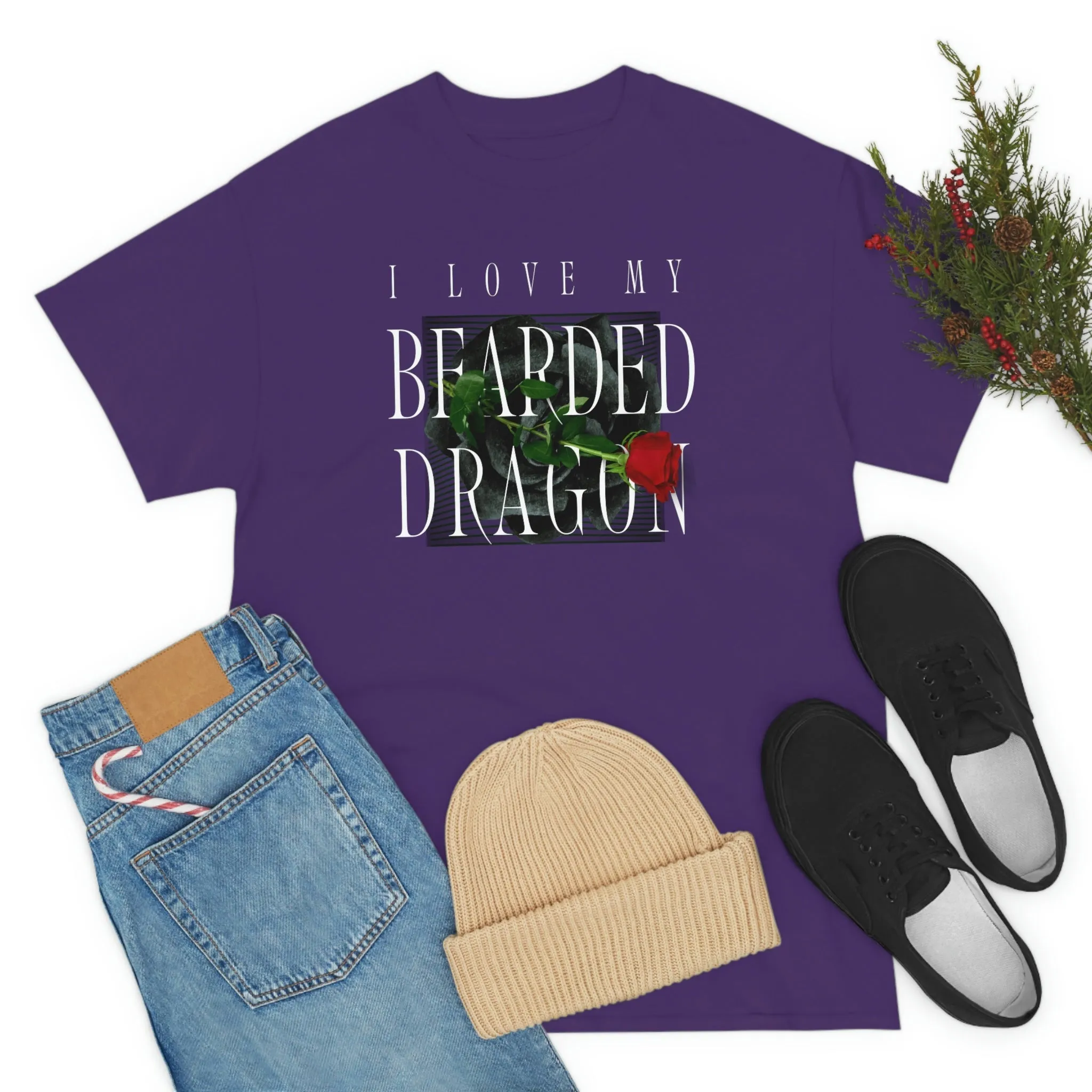 I Love My Bearded Dragon Rose Heavy Cotton T-Shirt