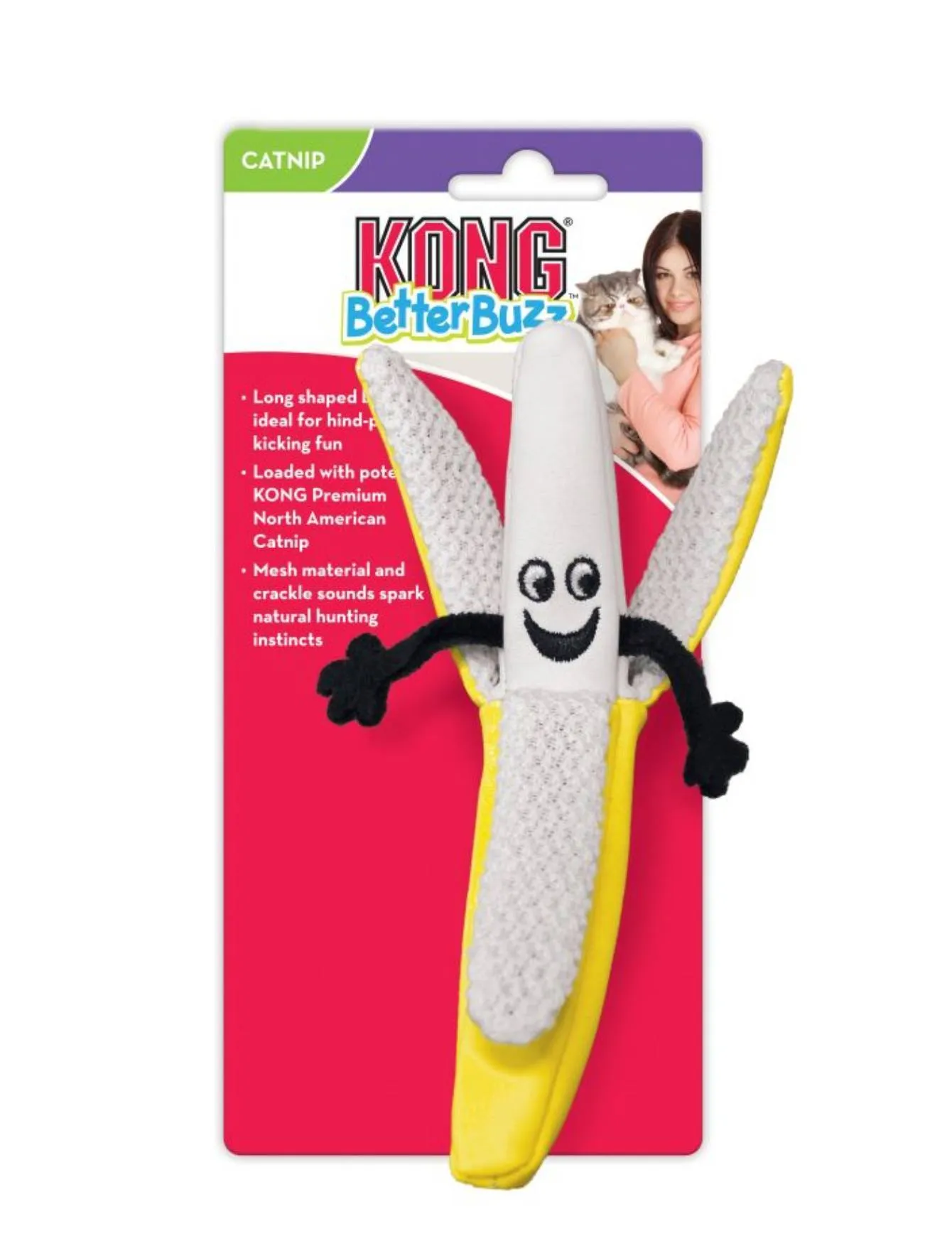 Kong Better Buzz Banana Cat Toy