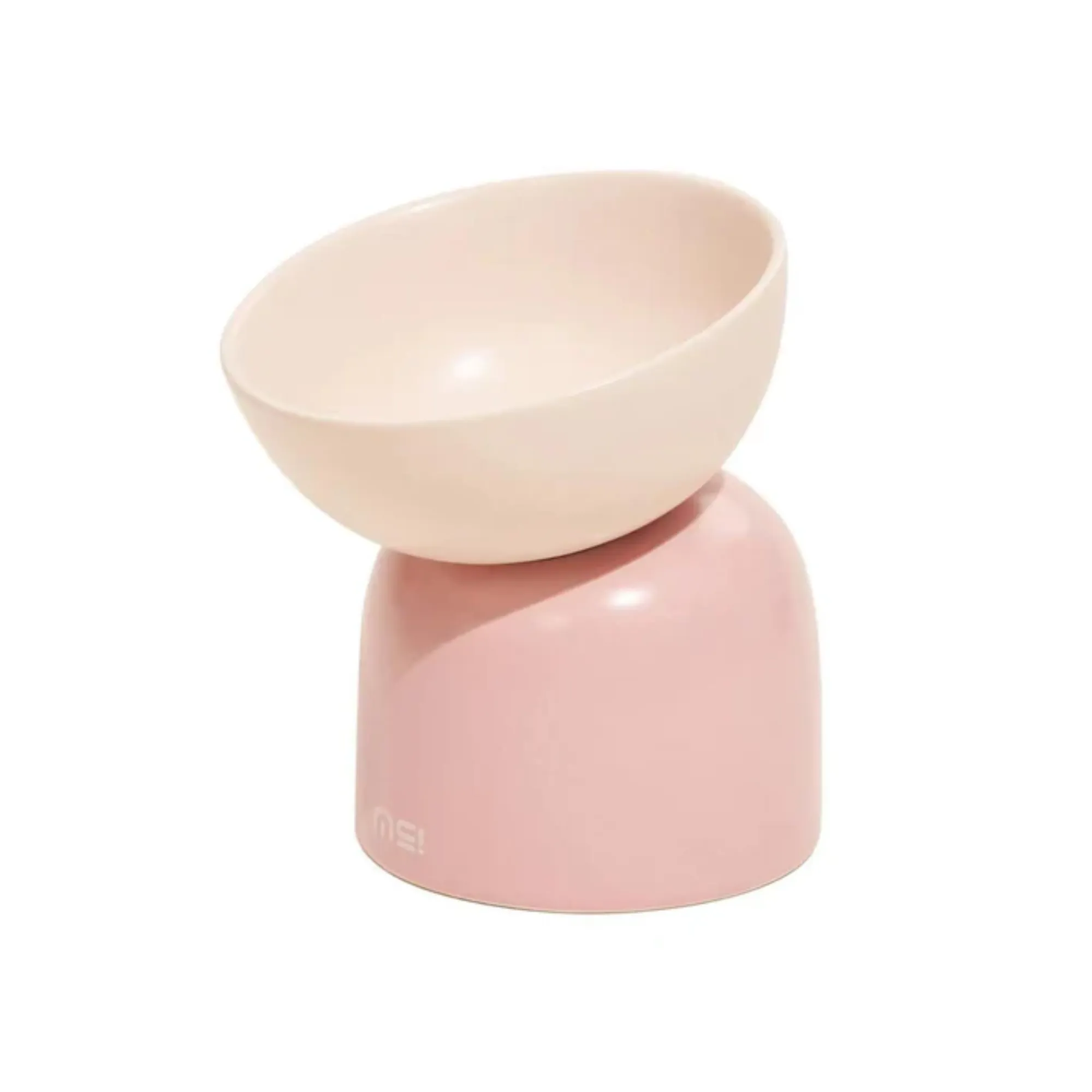 Makesure Sugar Bean Ceramic Double Pet Bowl Pink