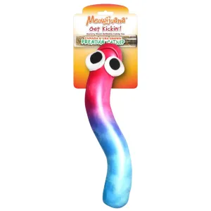 Meowijuana Get Kickin' Refillable Gummy Worm Pink Blue Cat Toy