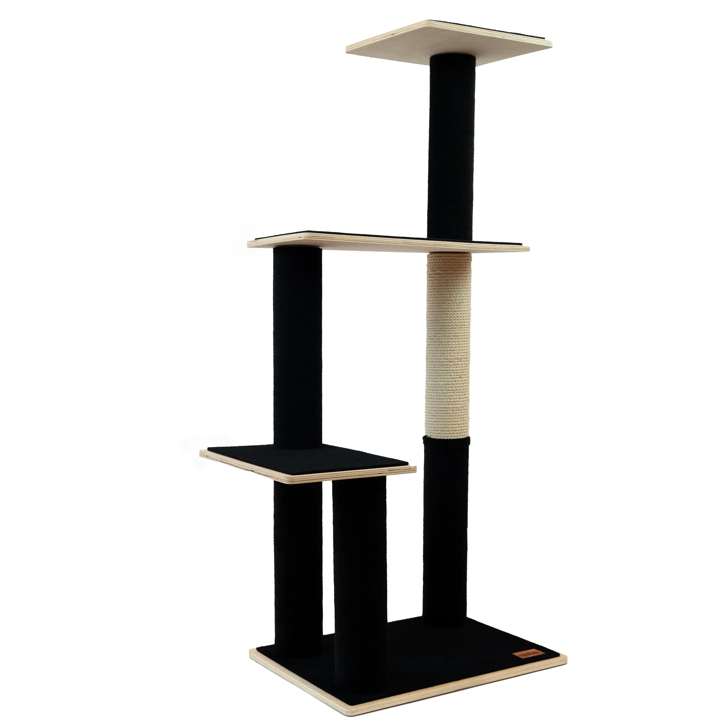 Noba Modern Plywood Cat Tree - 3 Tier Black Edition