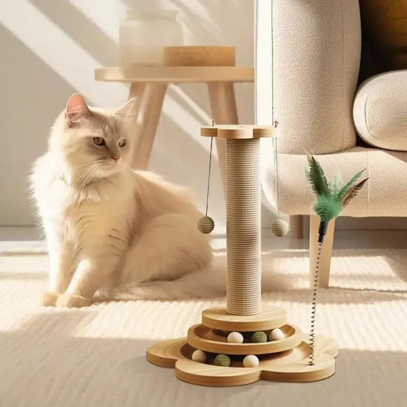 Pet Cat Toy cat scratcher with Turntable Funny Cat Stick Balls Durable Sisal Scratching Board Cat Supplies Cat Grab Column