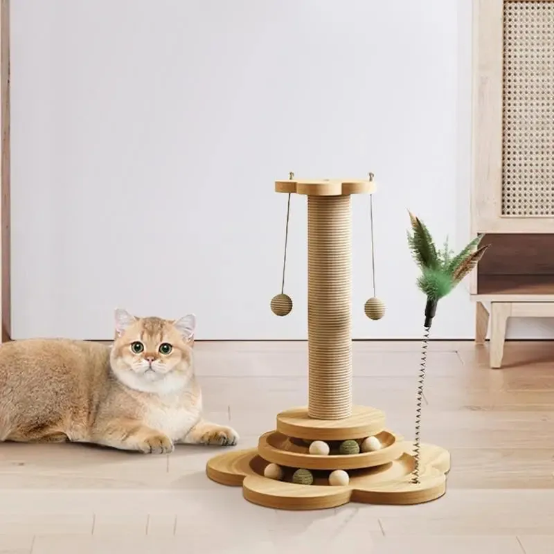 Pet Cat Toy cat scratcher with Turntable Funny Cat Stick Balls Durable Sisal Scratching Board Cat Supplies Cat Grab Column