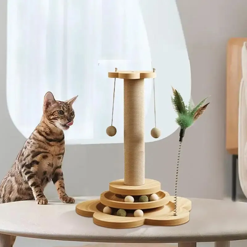 Pet Cat Toy cat scratcher with Turntable Funny Cat Stick Balls Durable Sisal Scratching Board Cat Supplies Cat Grab Column