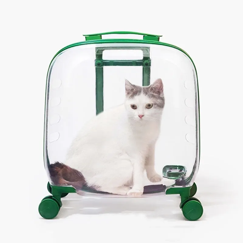 Pet Luggage Generation Traveler Bag Portable Trolley Space Capsule in Transparent, Brown,Clear for Cat, Bunny and other Small Pets