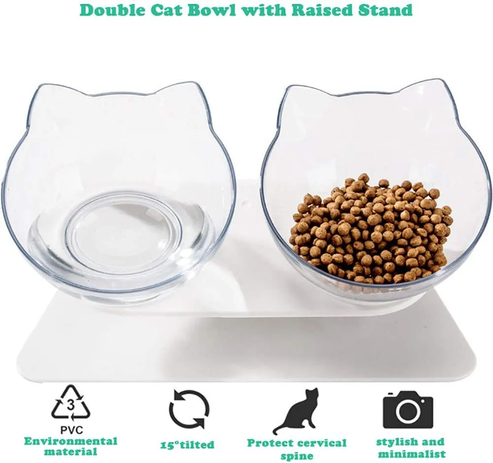 Raised Cat Bowls with 15° Tilt