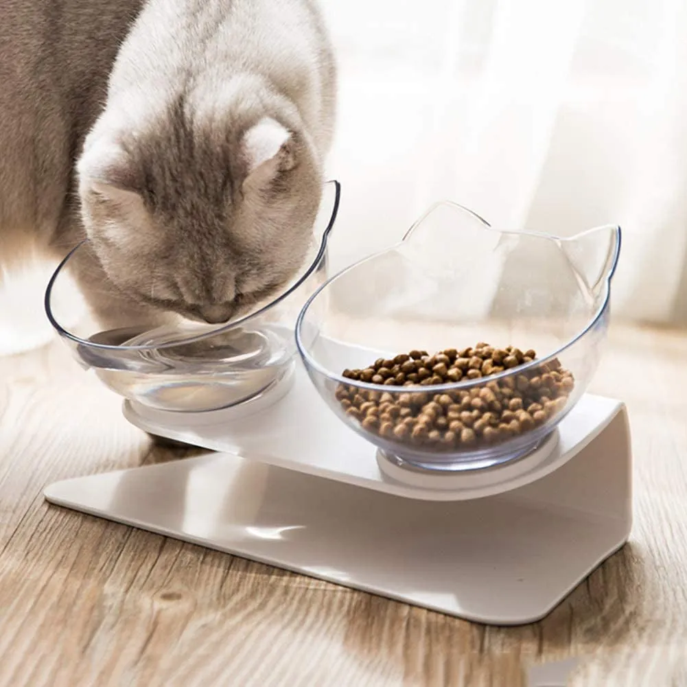 Raised Cat Bowls with 15° Tilt