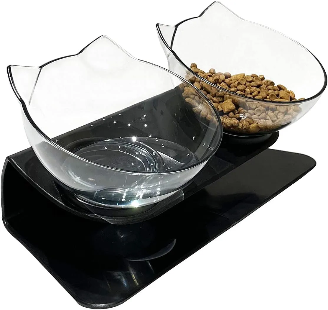 Raised Cat Bowls with 15° Tilt