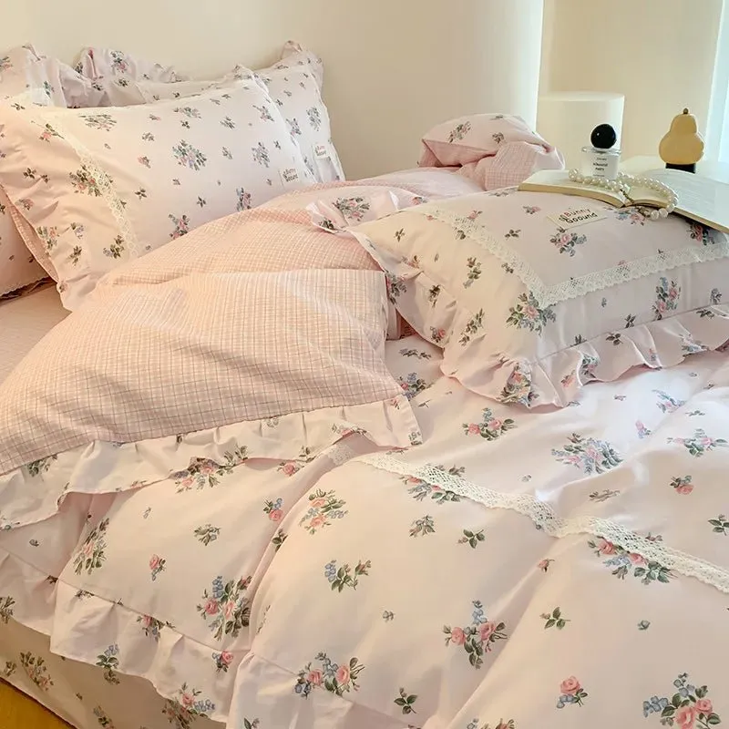 Spring Garden Floral Duvet Cover Set - 100% Cotton, Double Queen