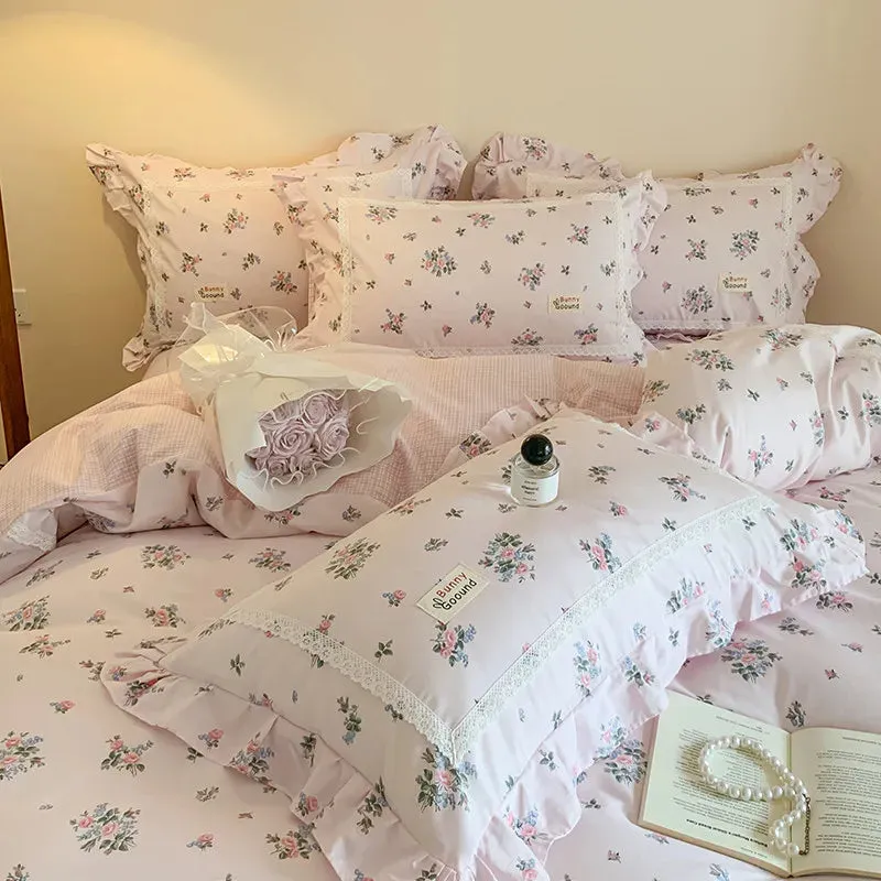 Spring Garden Floral Duvet Cover Set - 100% Cotton, Double Queen