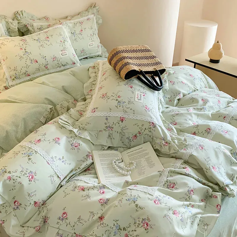 Spring Garden Floral Duvet Cover Set - 100% Cotton, Double Queen