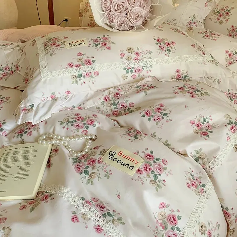 Spring Garden Floral Duvet Cover Set - 100% Cotton, Double Queen