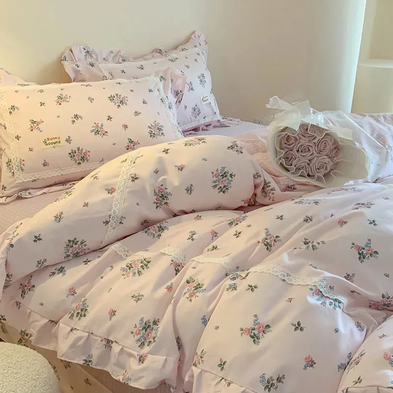 Spring Garden Floral Duvet Cover Set - 100% Cotton, Double Queen