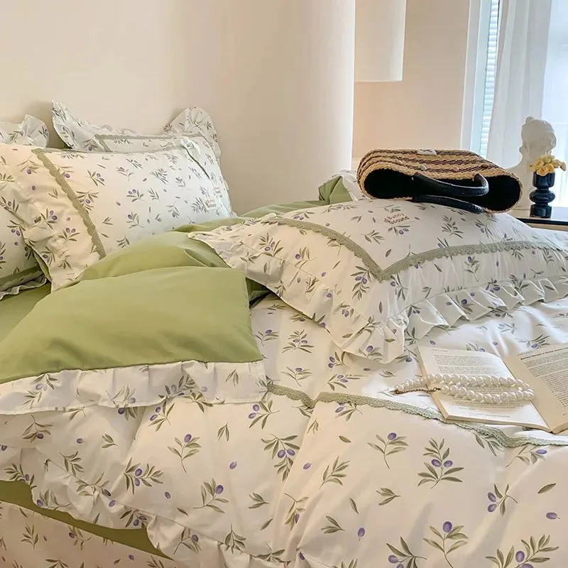 Spring Garden Floral Duvet Cover Set - 100% Cotton, Double Queen