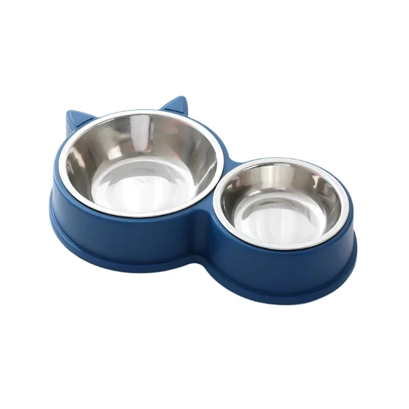 Stainless Steel Pet Food & Water Bowls – Durable Dual Pet Feeding Set for Dogs & Cats