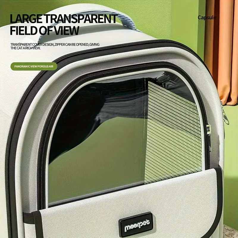 Transparent Space Capsule Pet Carrier - Stylish & Secure Travel Solution for Pets