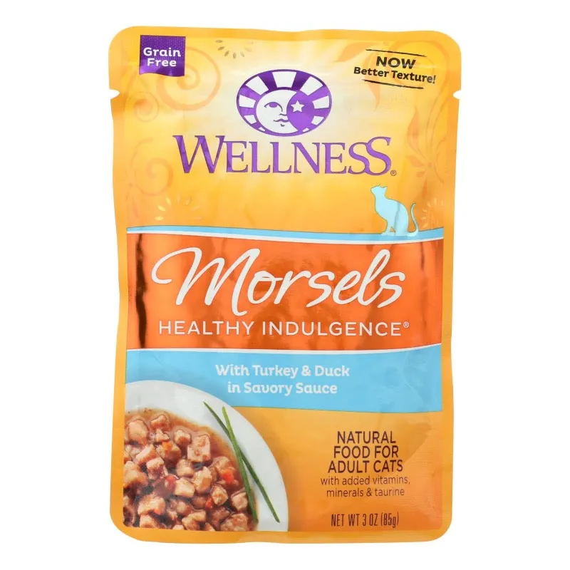 Wellness Pet Products Cat Food - Morsels With Turkey And Duck In Savory Sauce (Pack of 24) - 3 Oz.